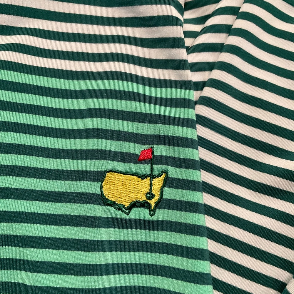 Masters Green Stripe Golf Polo Shirt XXL EUC Like New